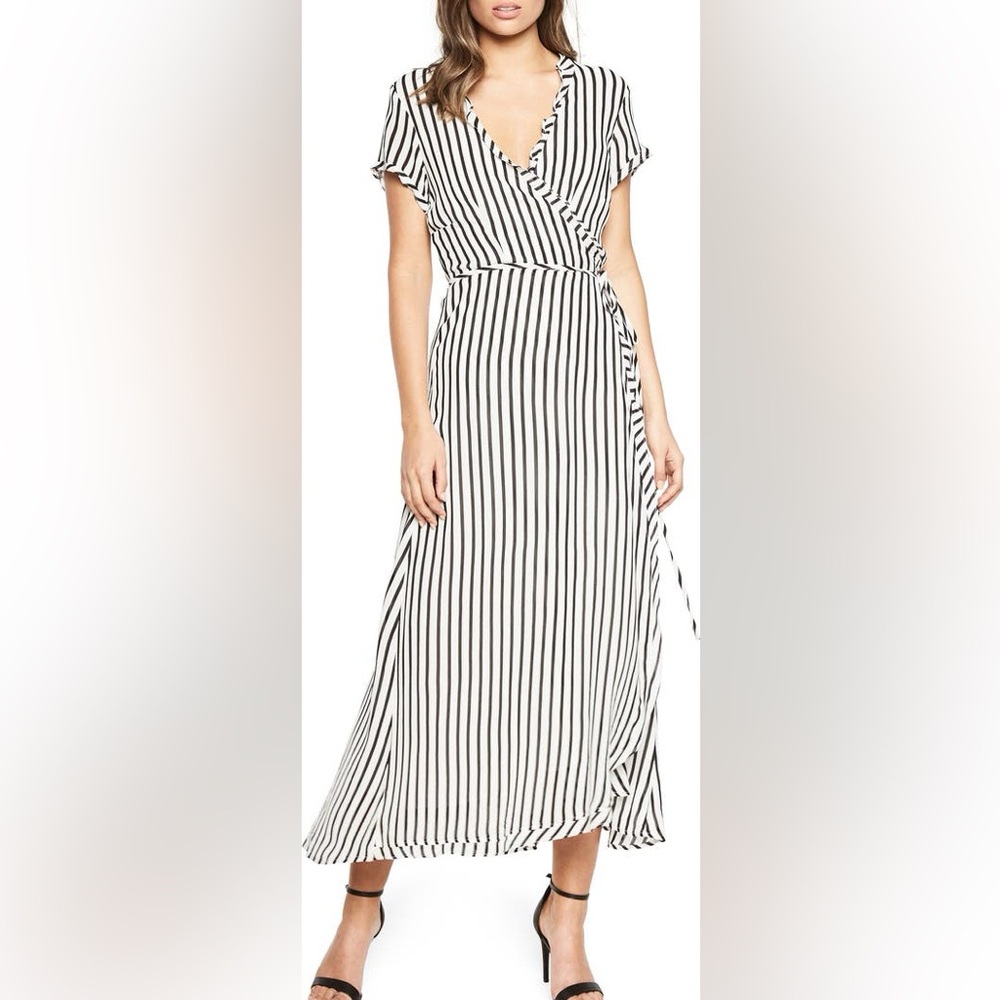 Bardot Aide Striped Midi Wrap Dress Women’s Size Large - Picture 9 of 16